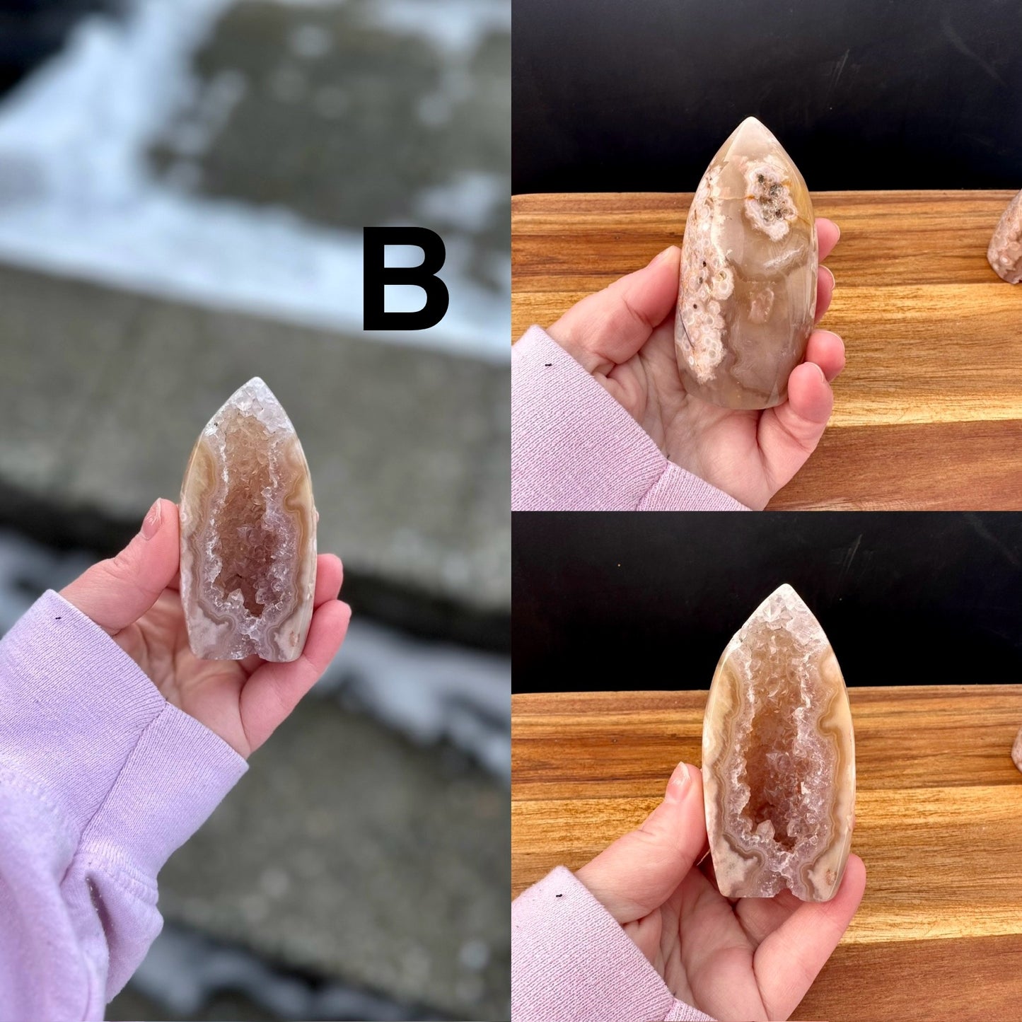 Pink Amethyst Flower Agate Geode Freeform