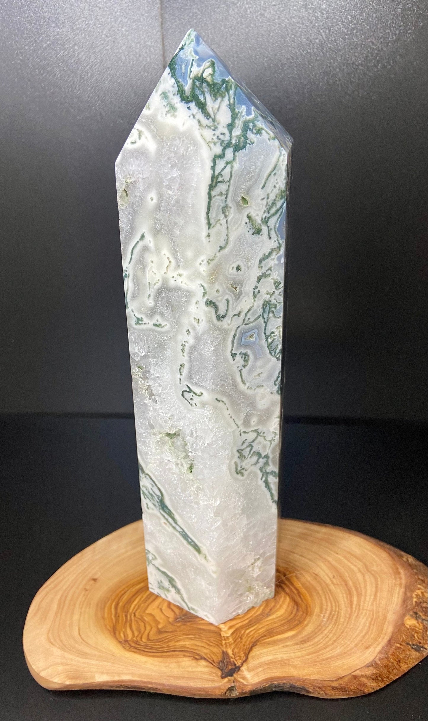 Large Moss Agate Tower