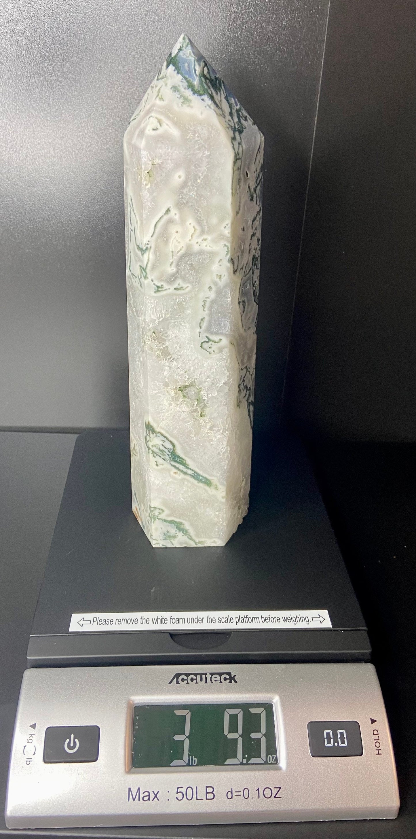 Large Moss Agate Tower