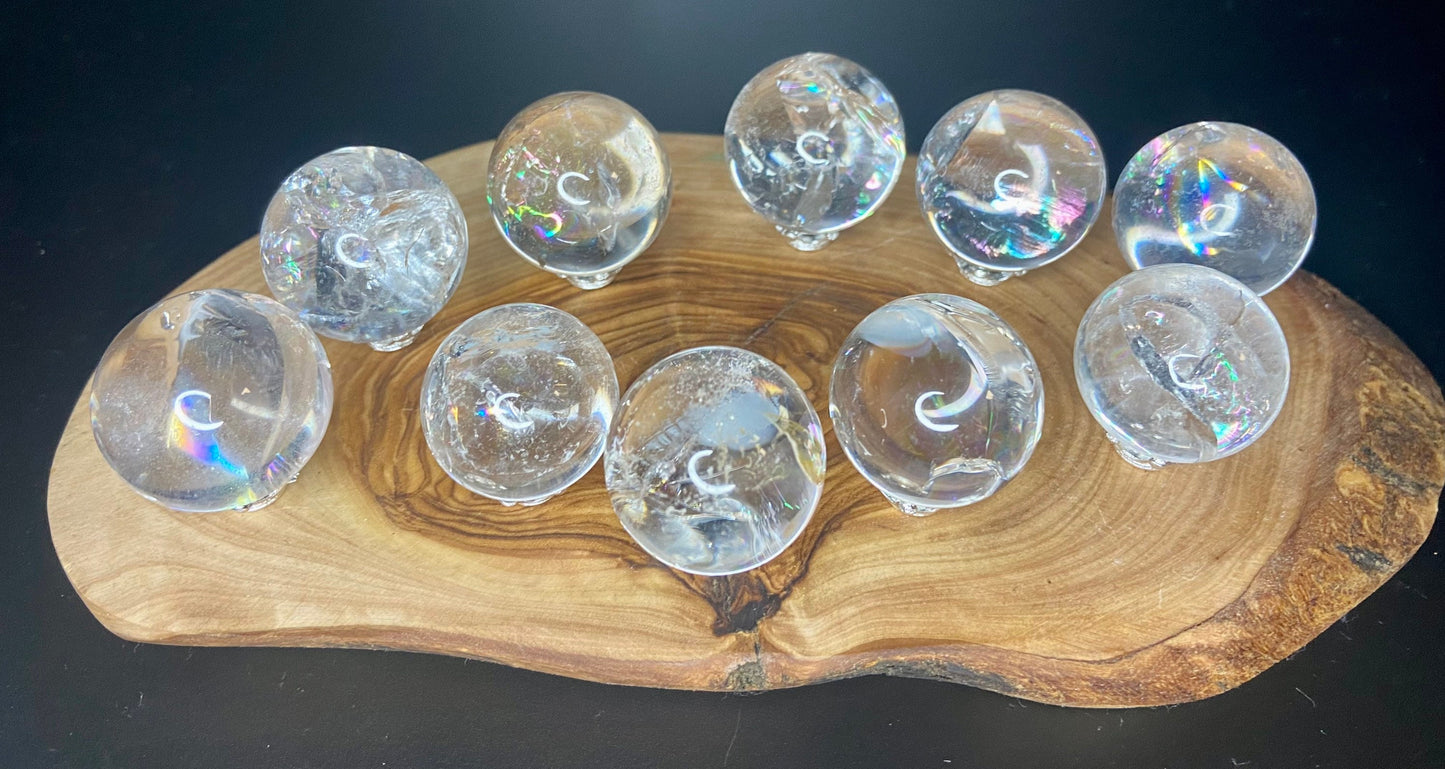 Cracked Clear Quartz Sphere with Rainbow