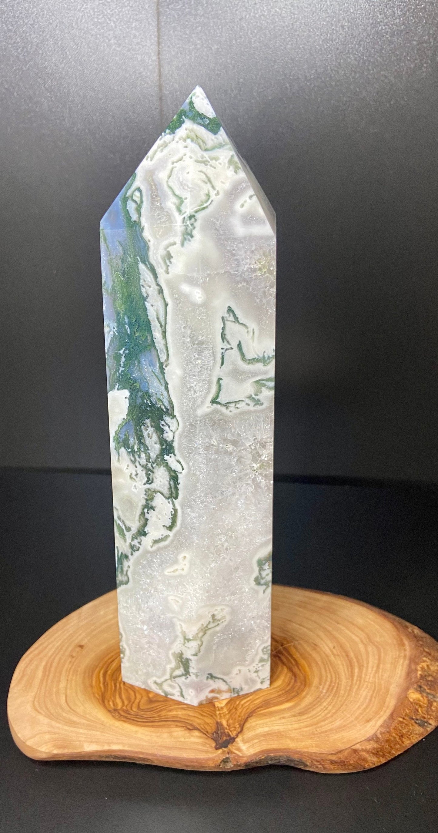 Large Moss Agate Tower