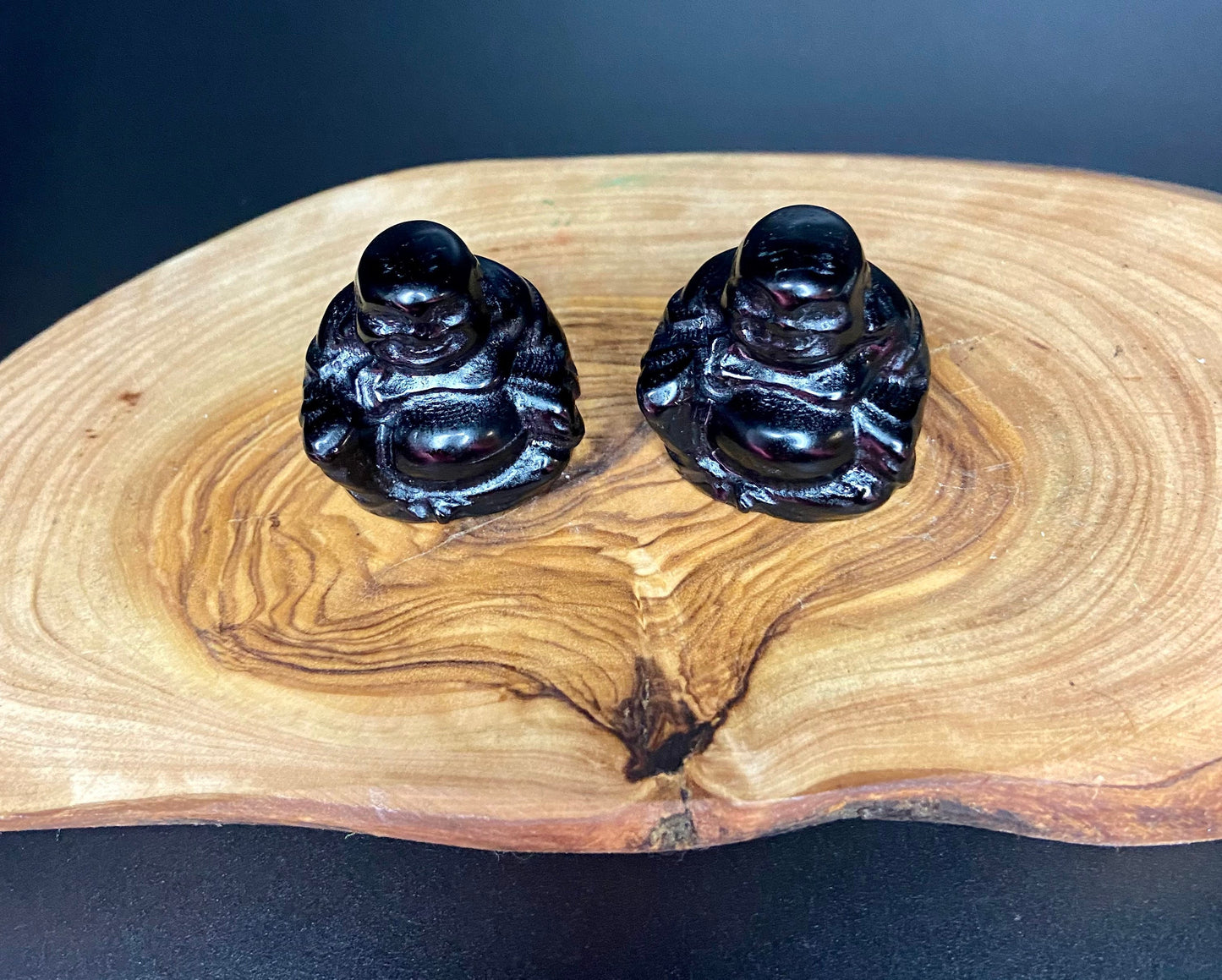 Buddha Carving- Black Obsidian & Howlite