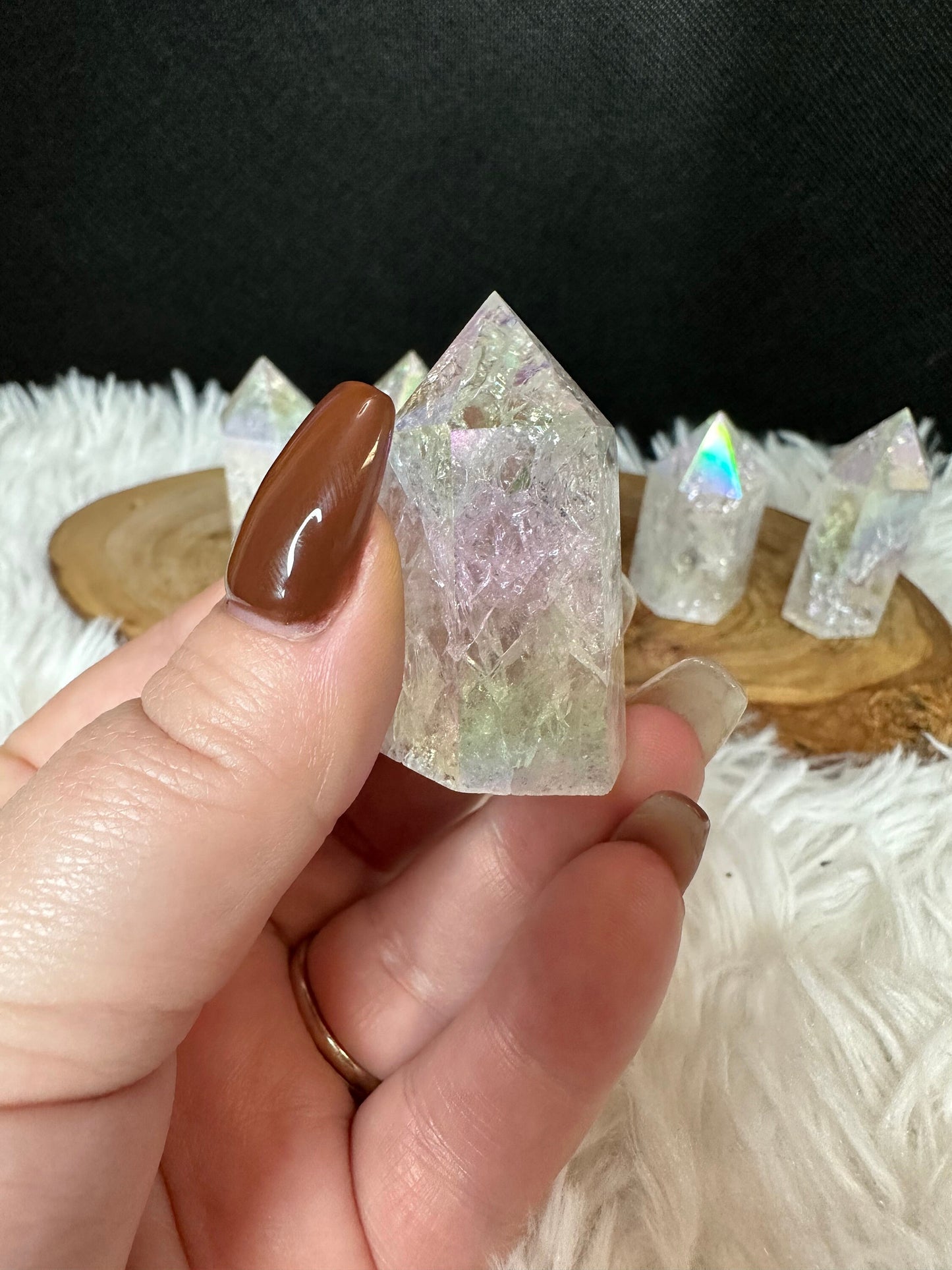 Aura Cracked Clear Quartz Tower