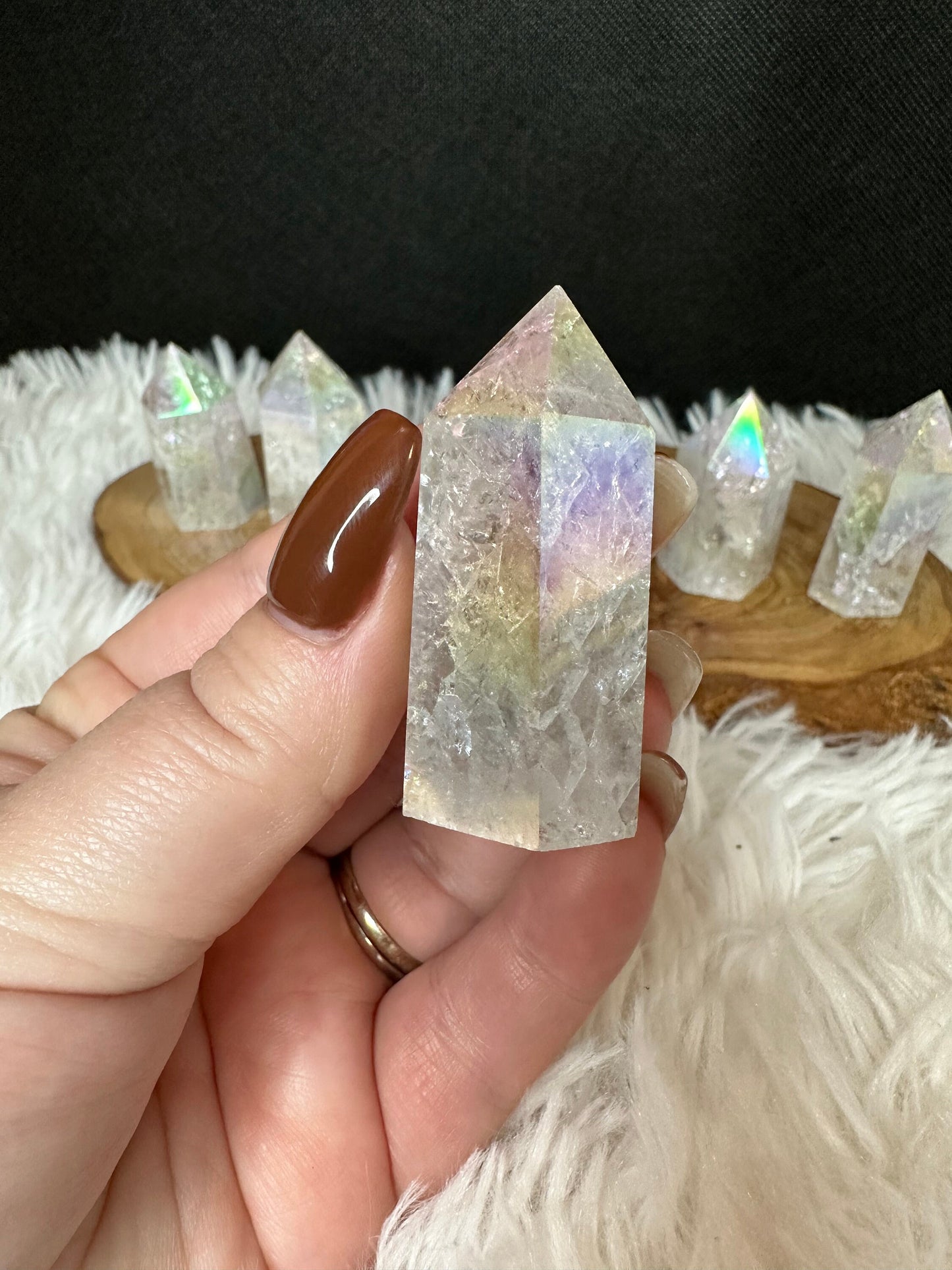 Aura Cracked Clear Quartz Tower