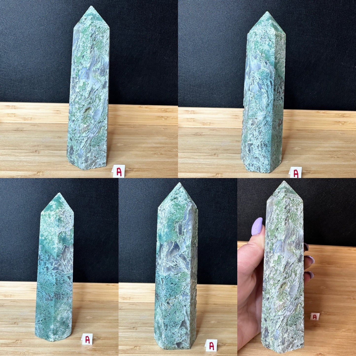 Moss Agate Large Tower | Textured
