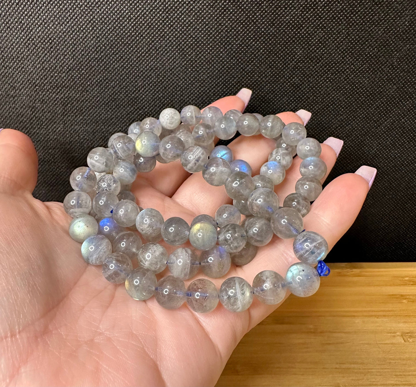 Strong Flash Labradorite Bead Bracelet | 8-9mm