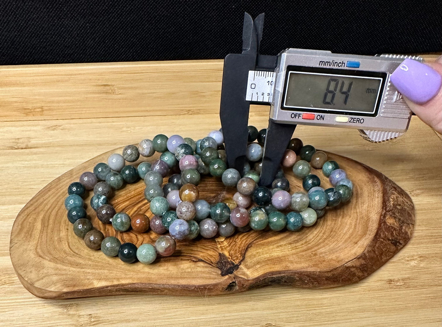 Indian Agate Bead Bracelet- 8mm