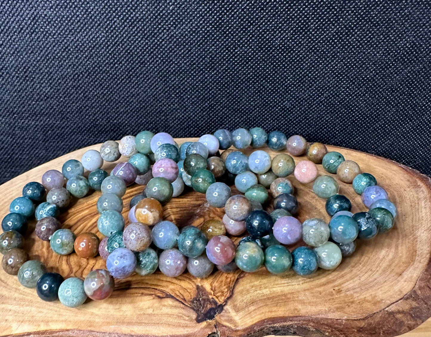 Indian Agate Bead Bracelet- 8mm