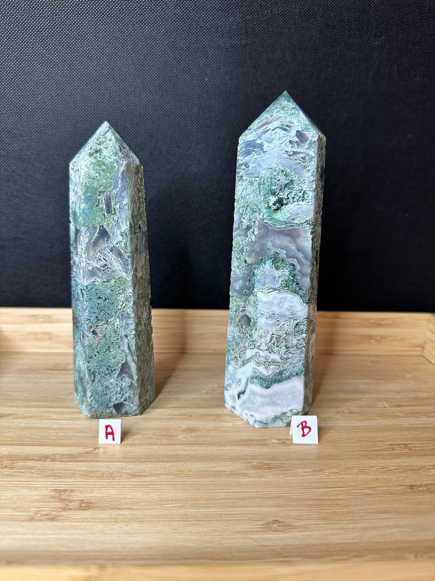 Moss Agate Large Tower | Textured
