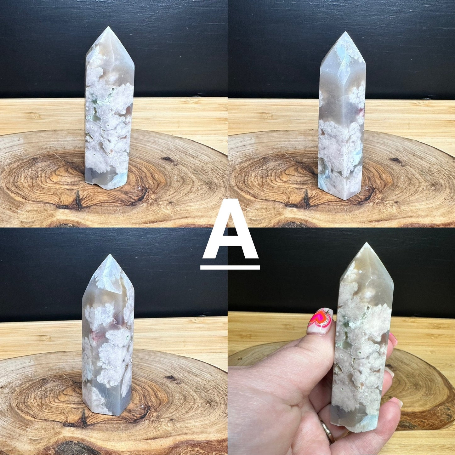 Green Flower Agate Tower