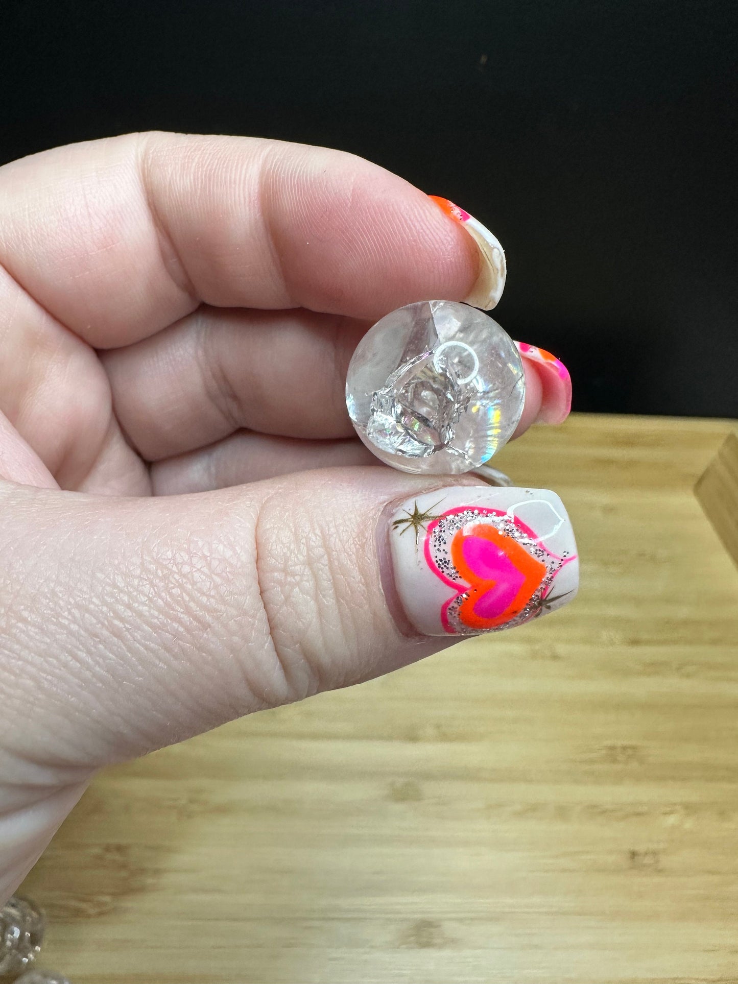 Small Crackle Clear Quartz Sphere | Fire & Ice