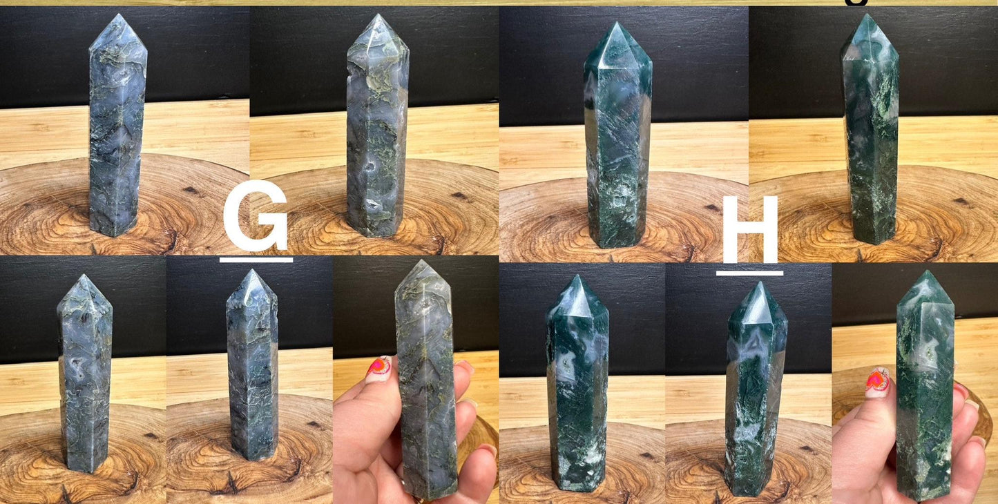 Imperfect Moss Agate Towers - Discounted Read Description