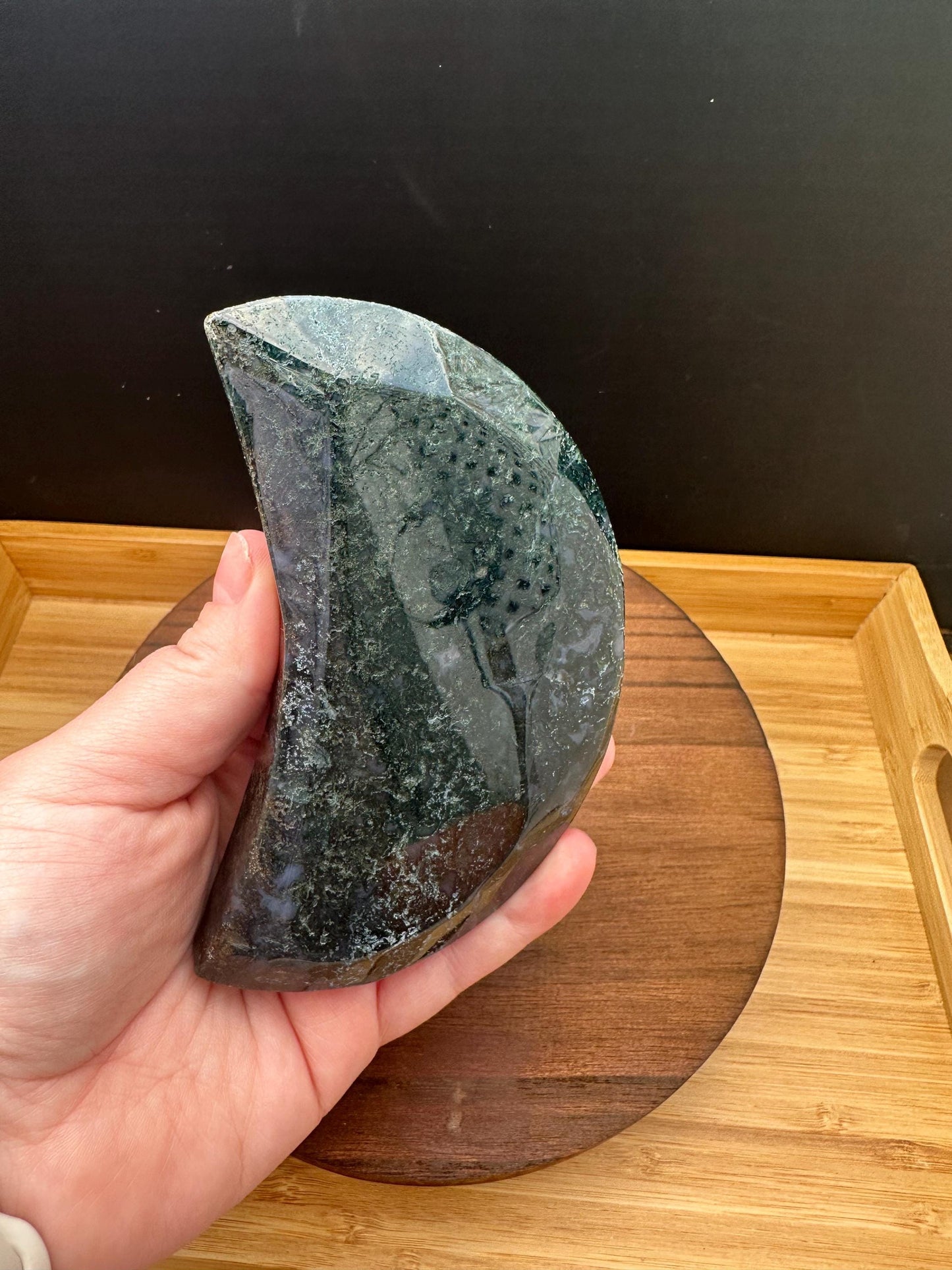 Moss Agate Moon Bowl