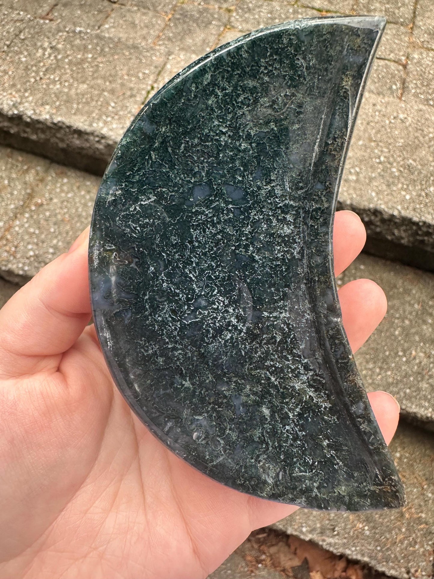 Moss Agate Moon Bowl