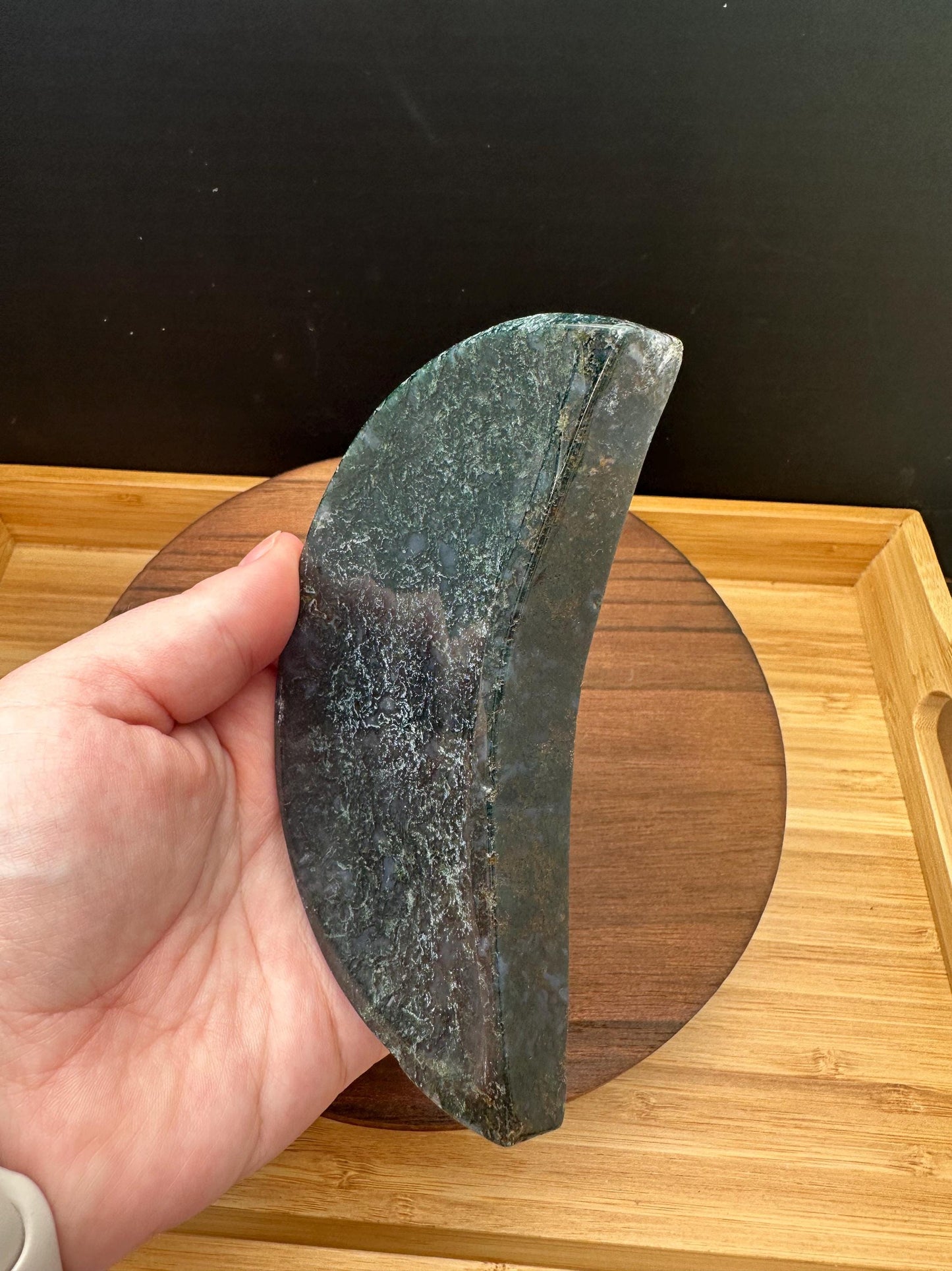 Moss Agate Moon Bowl