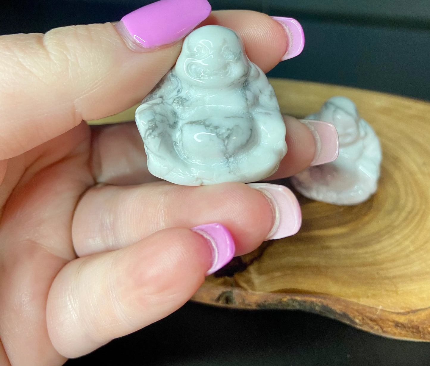 Buddha Carving- Black Obsidian & Howlite