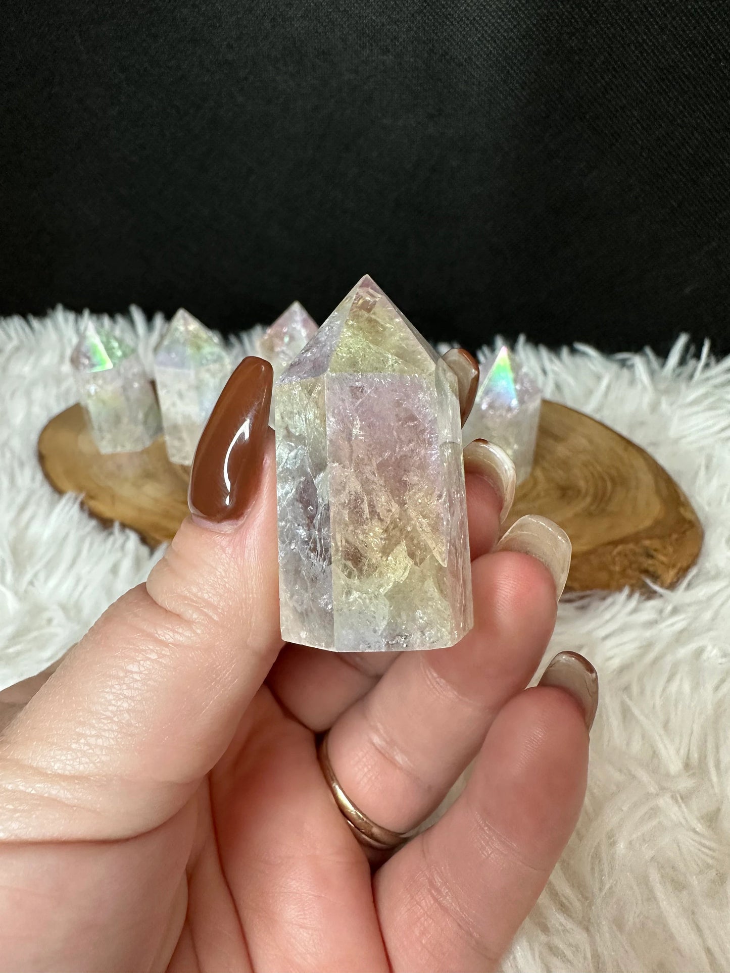 Aura Cracked Clear Quartz Tower