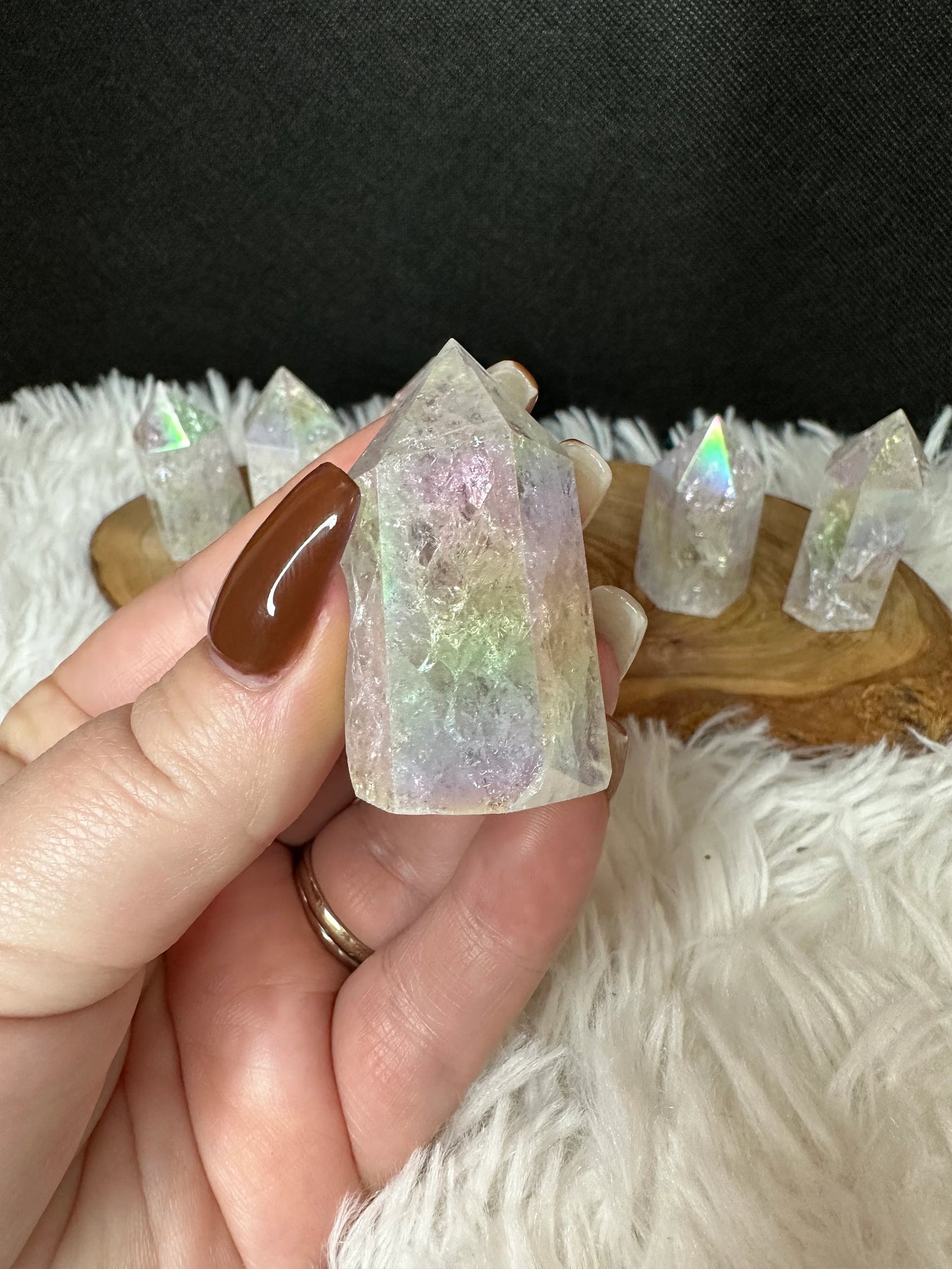 Aura Cracked Clear Quartz Tower
