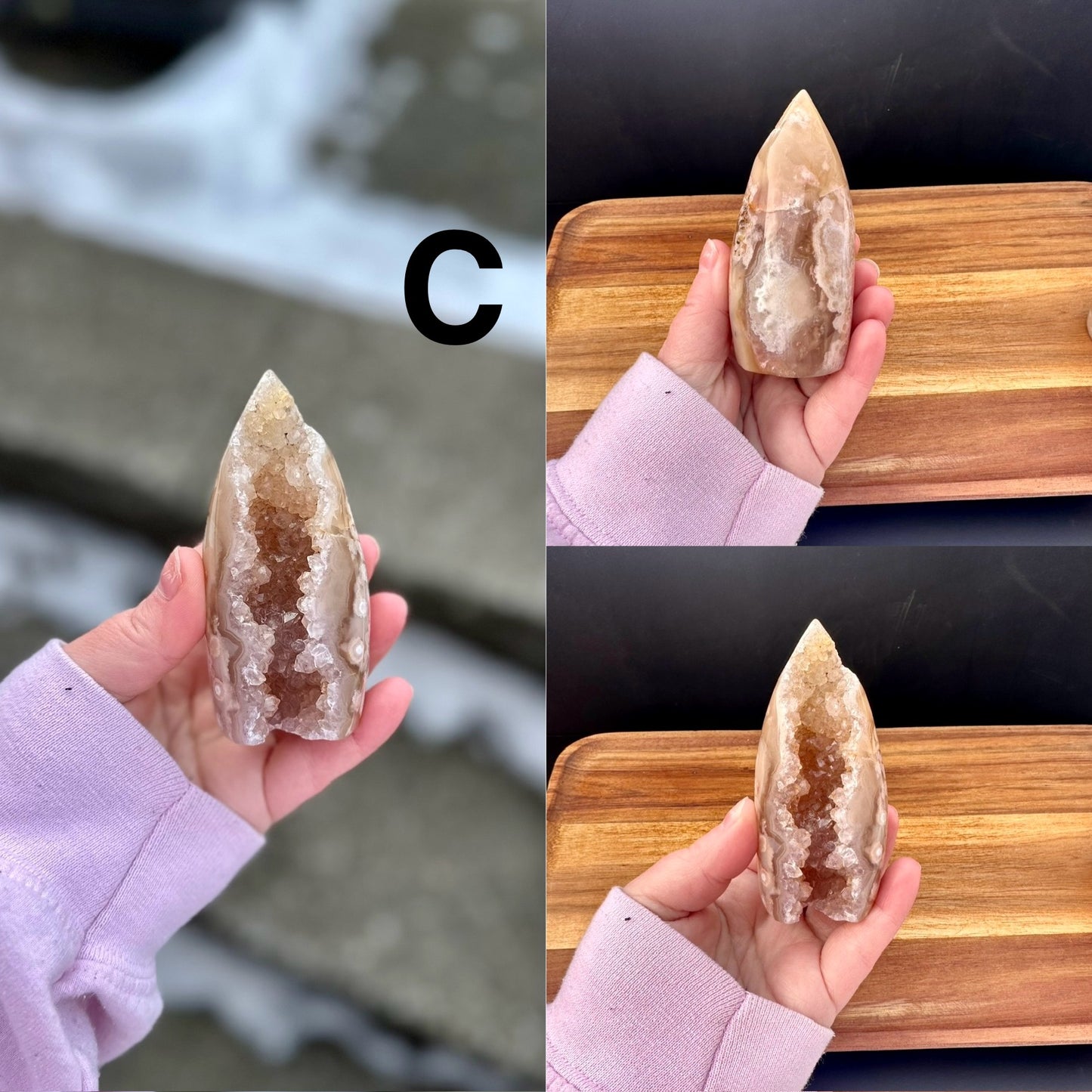 Pink Amethyst Flower Agate Geode Freeform