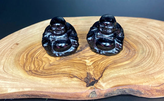 Buddha Carving- Black Obsidian & Howlite