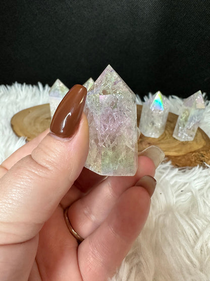 Aura Cracked Clear Quartz Tower