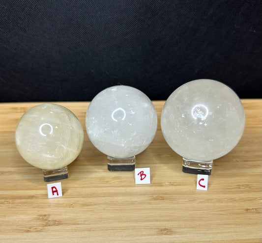 Honey Calcite Sphere - White Calcite Sphere