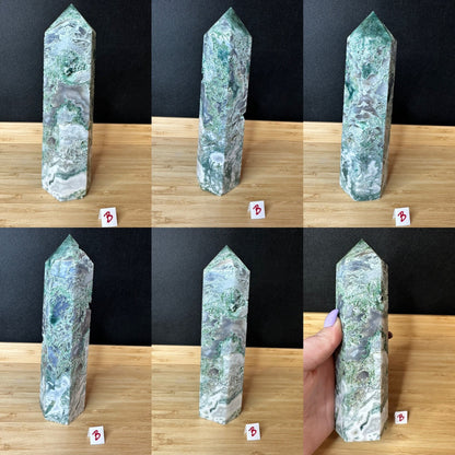 Moss Agate Large Tower | Textured