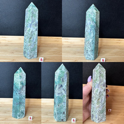 Moss Agate Large Tower | Textured