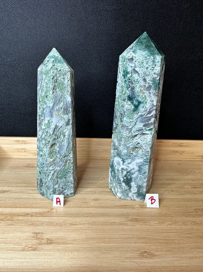 Moss Agate Large Tower | Textured
