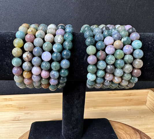 Indian Agate Bead Bracelet- 8mm