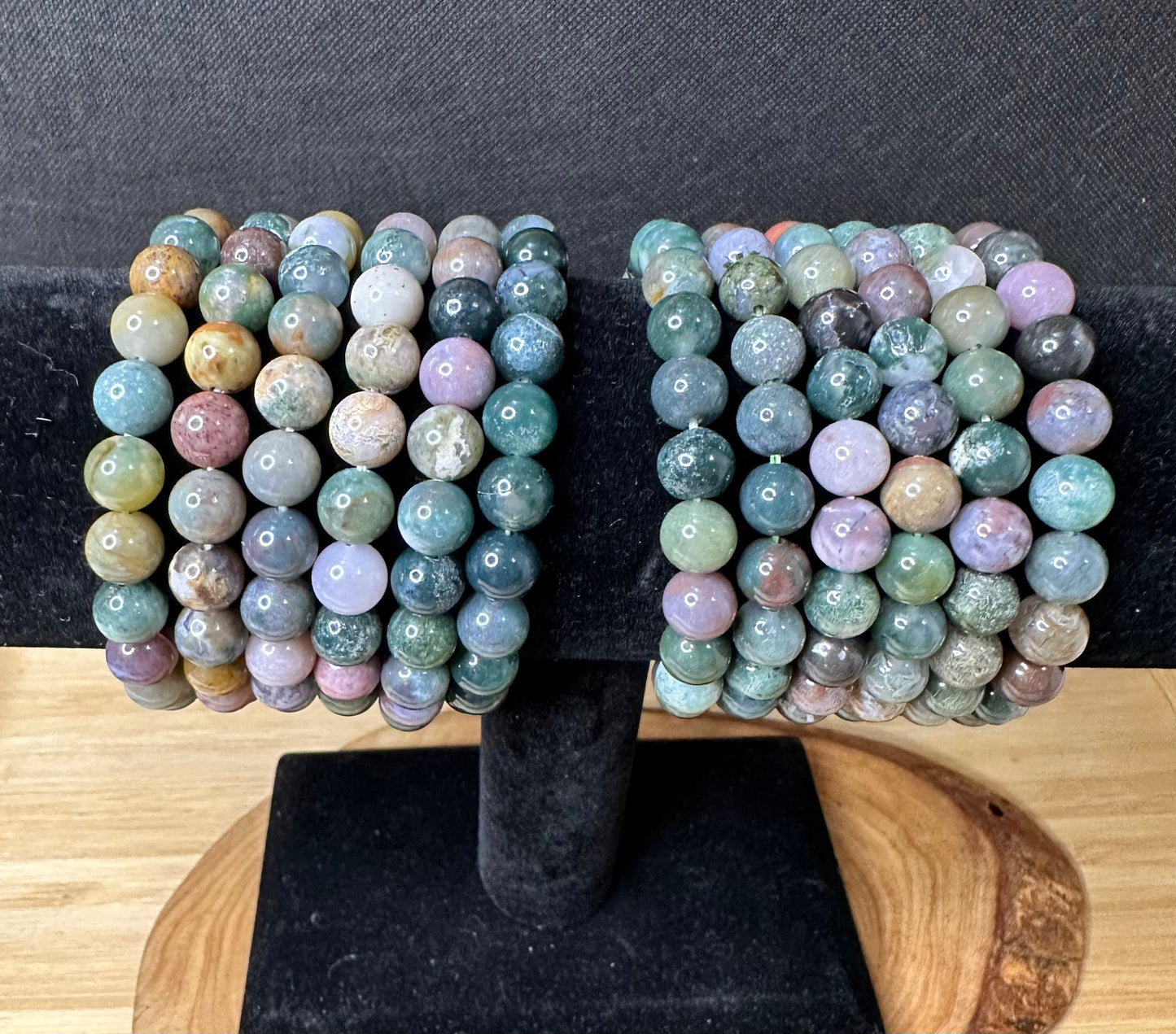 Indian Agate Bead Bracelet- 8mm