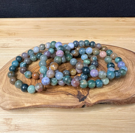 Indian Agate Bead Bracelet- 8mm