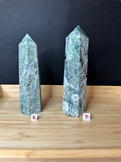 Moss Agate Large Tower | Textured