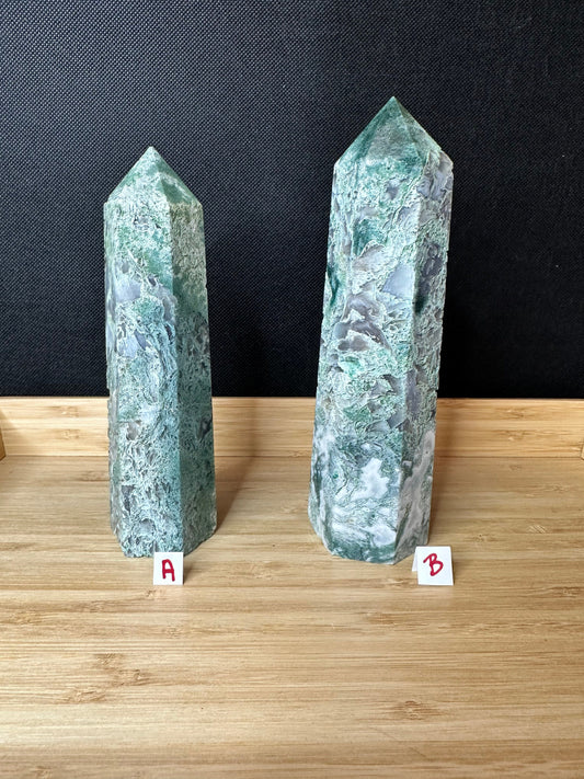 Moss Agate Large Tower | Textured