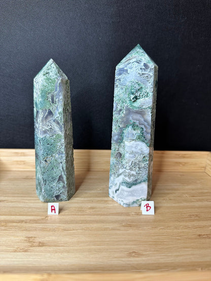 Moss Agate Large Tower | Textured