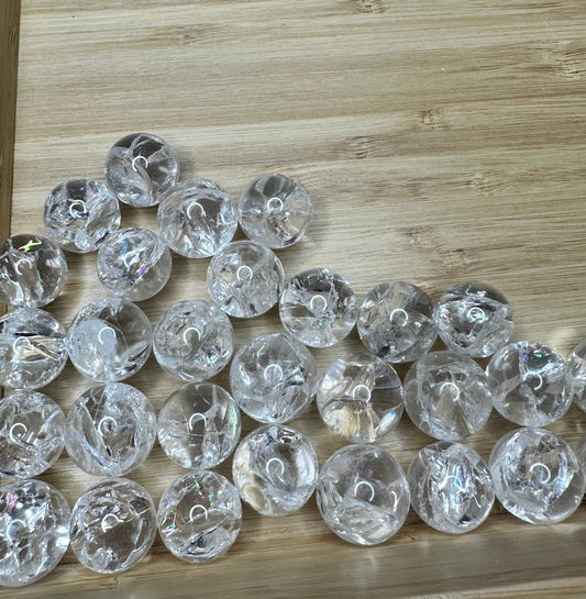 Small Crackle Clear Quartz Sphere | Fire & Ice
