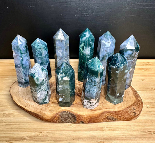 Imperfect Moss Agate Towers - Discounted Read Description
