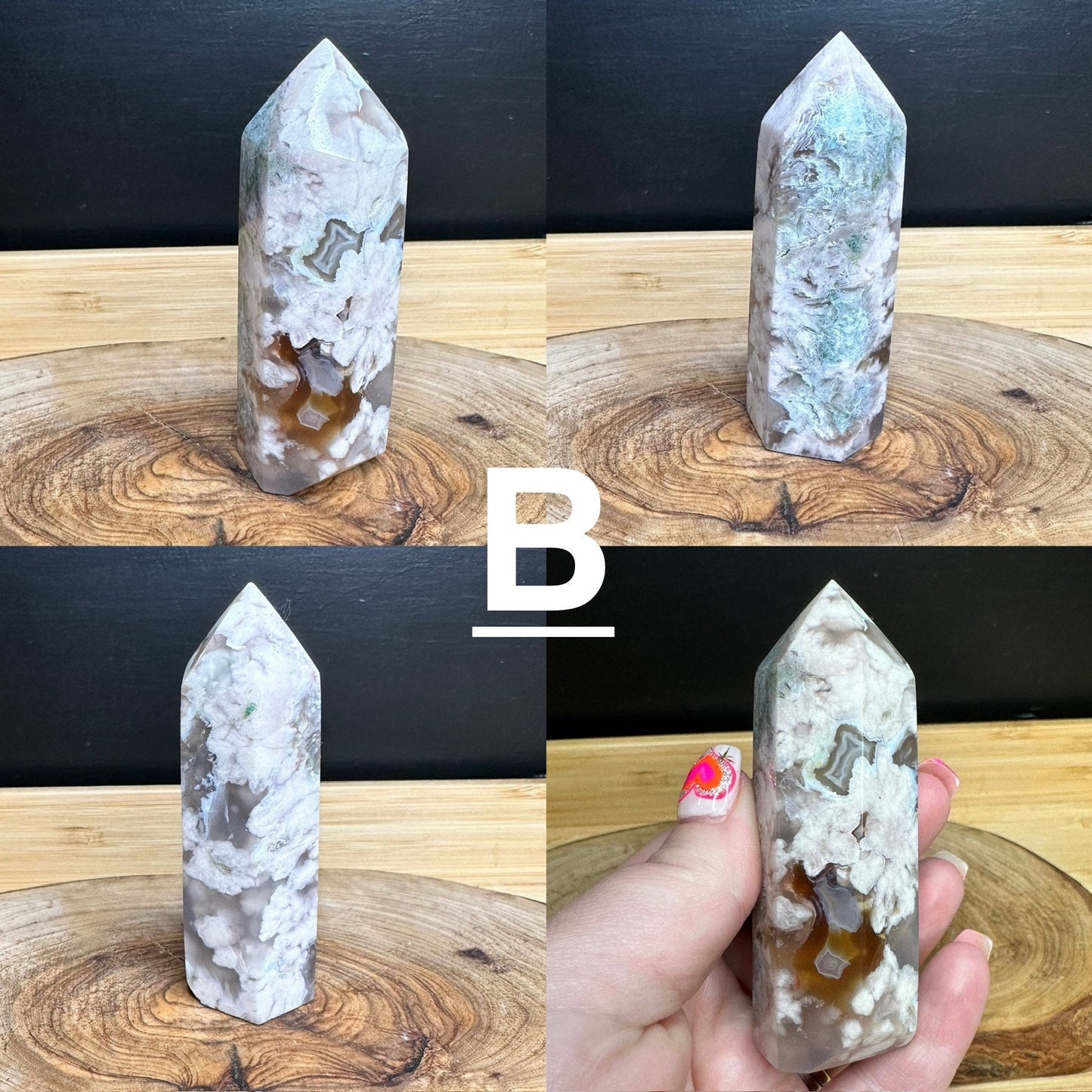 Green Flower Agate Tower