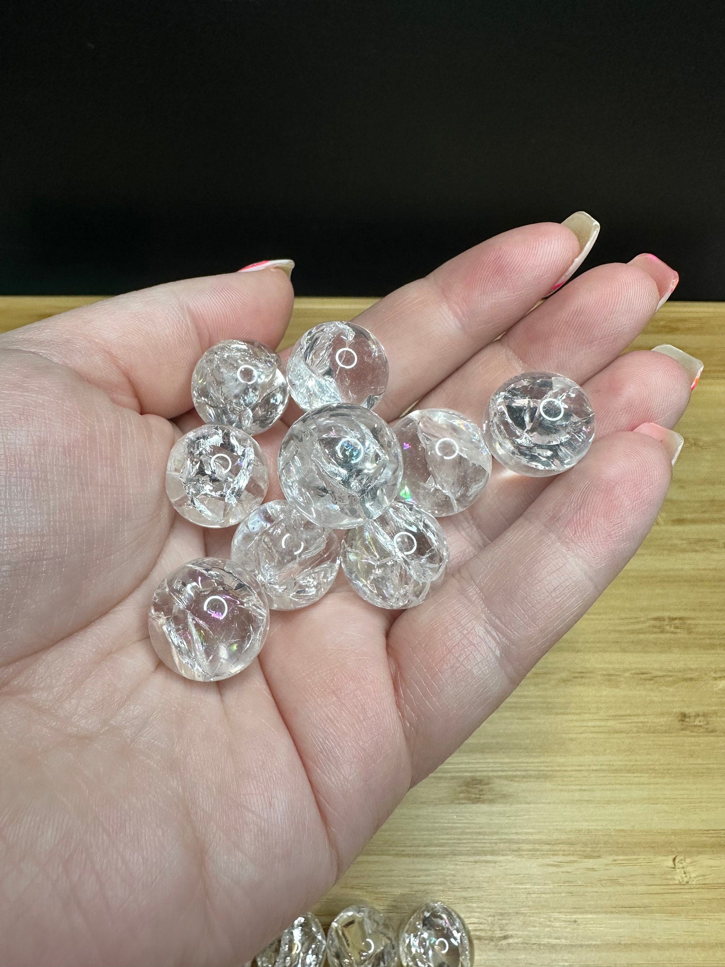 Small Crackle Clear Quartz Sphere | Fire & Ice
