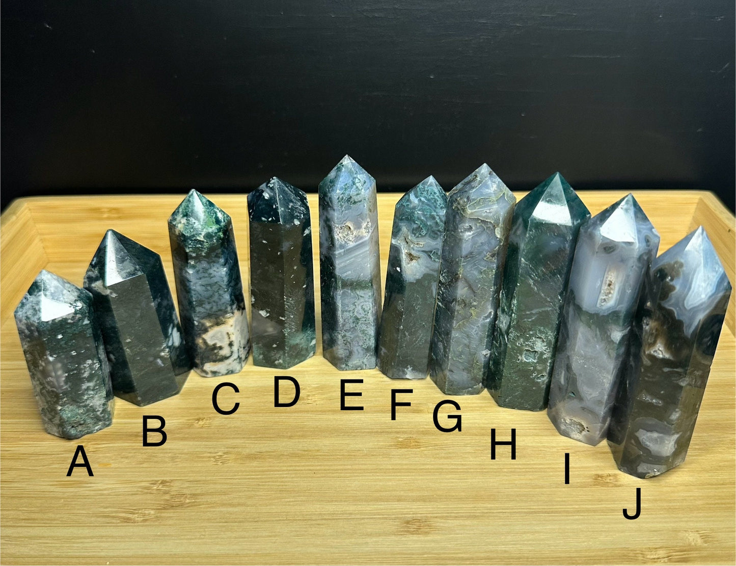 Imperfect Moss Agate Towers - Discounted Read Description
