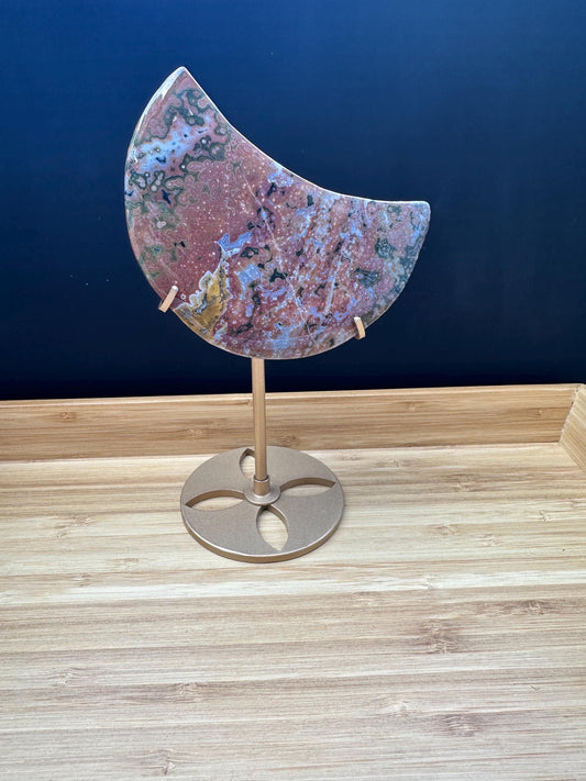 Ocean Jasper Moon with Stand
