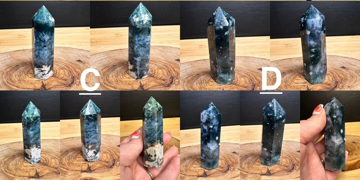 Imperfect Moss Agate Towers - Discounted Read Description