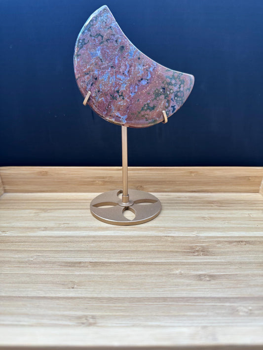 Ocean Jasper Moon with Stand
