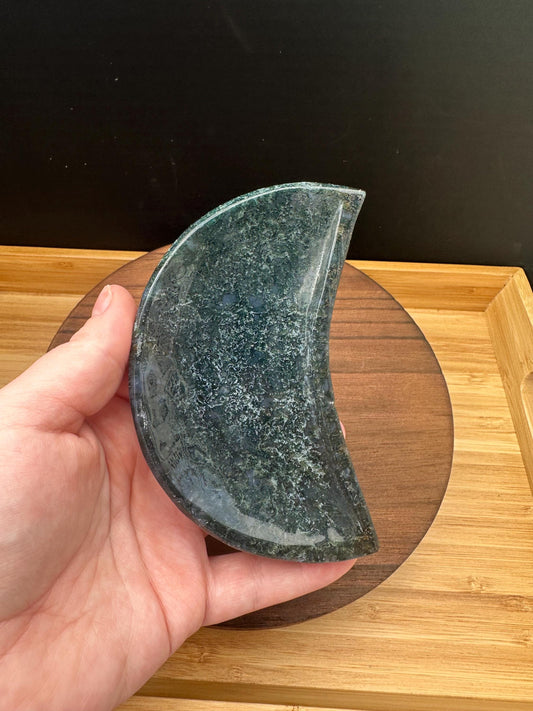 Moss Agate Moon Bowl