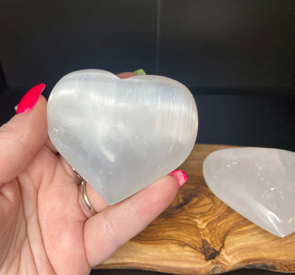 Selenite Puff Heart