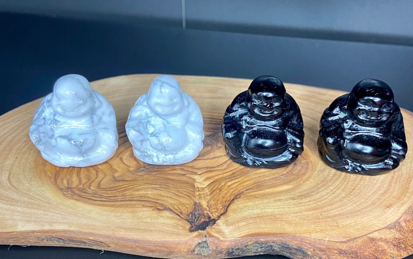 Buddha Carving- Black Obsidian & Howlite